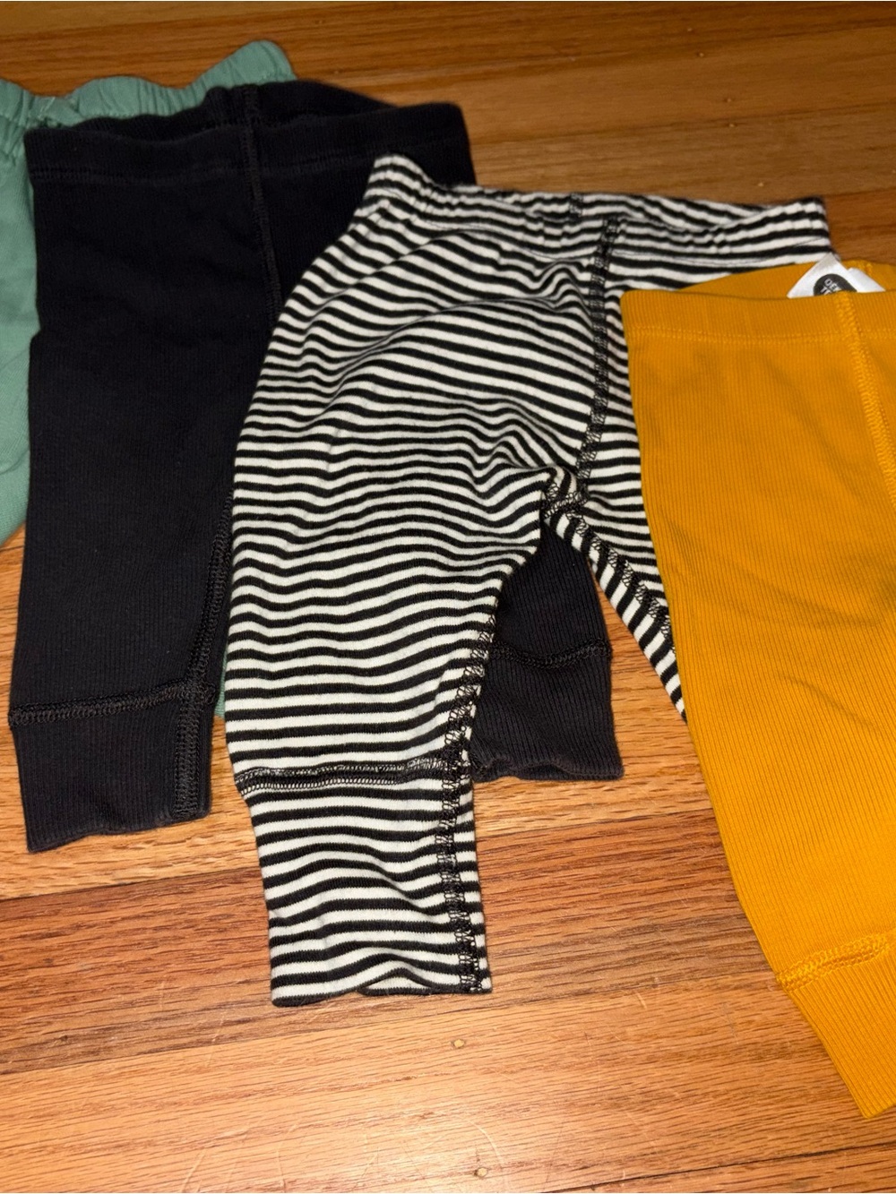 Hanna Andersson Kids Bottoms Set - Charcoal, Light Green, White Stripe & Mustard